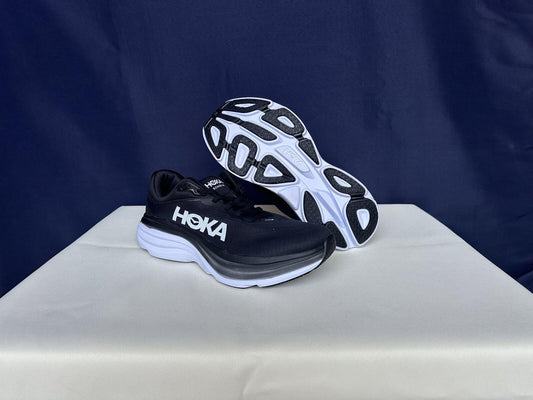 Size 10.5D- Hoka Men Bondi 8 Black/White Mens Sneakers Shoes