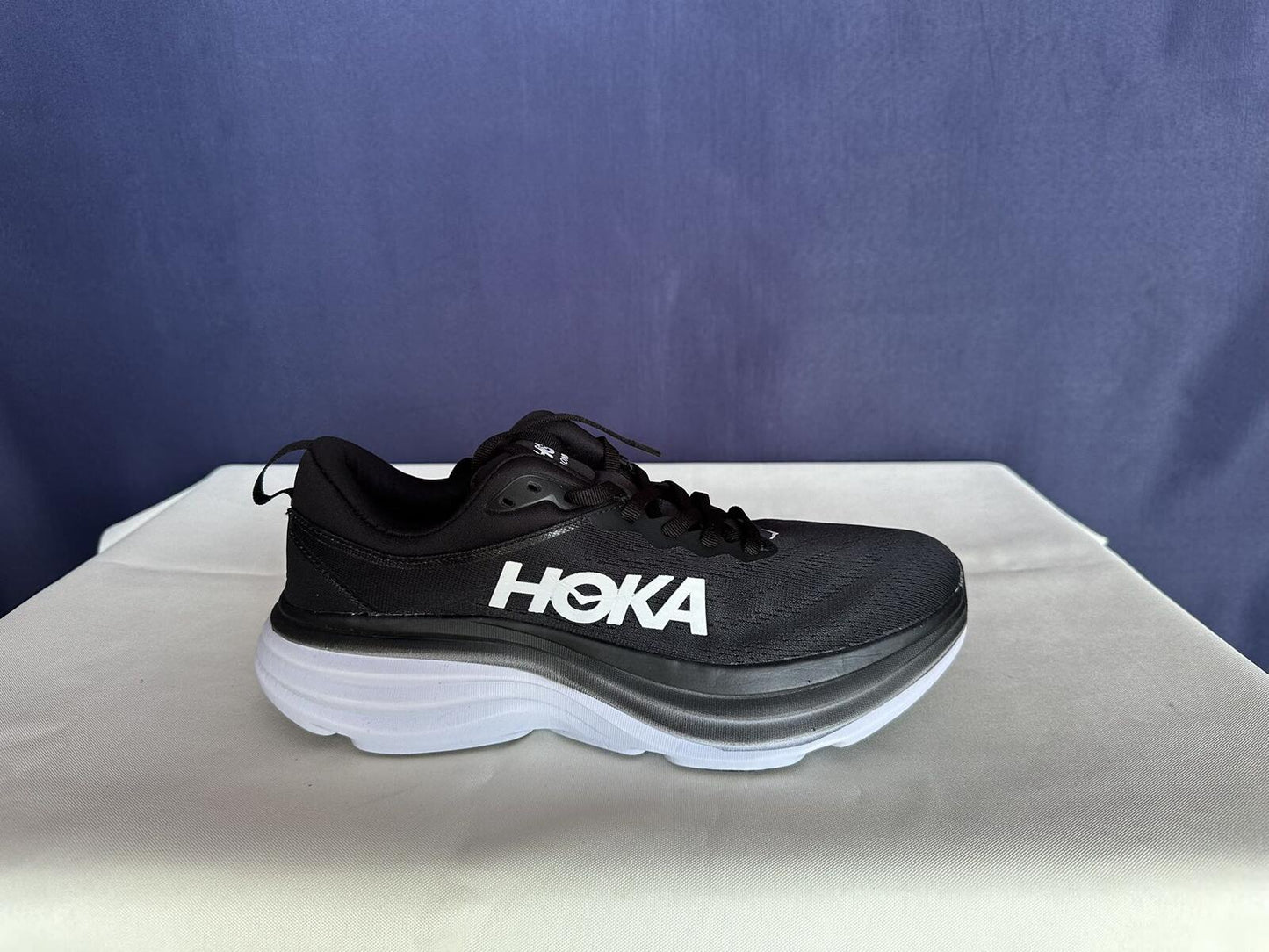 Size 10.5B - Hoka Women Bondi 8 Black/White Womens Sneakers Shoes