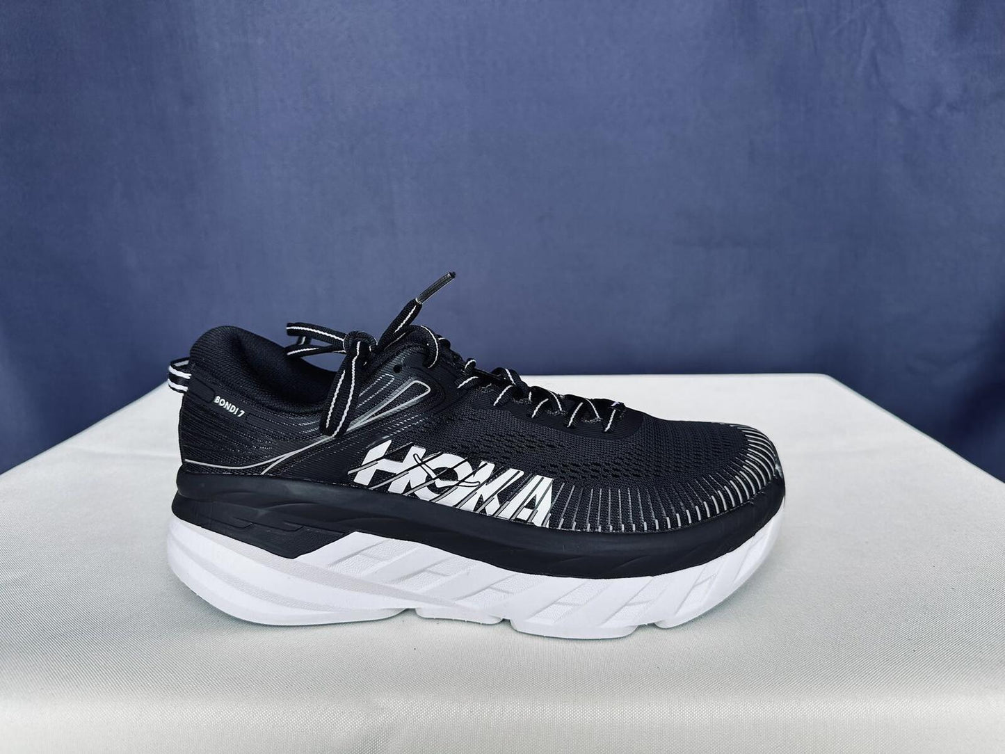 Size 8B - Hoka Women Bondi 7 Black White Running Shoes Sneakers