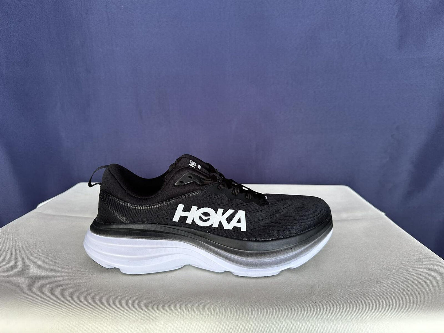 Size 10D - Hoka Men Bondi 8 Black/White Mens Sneakers Shoes