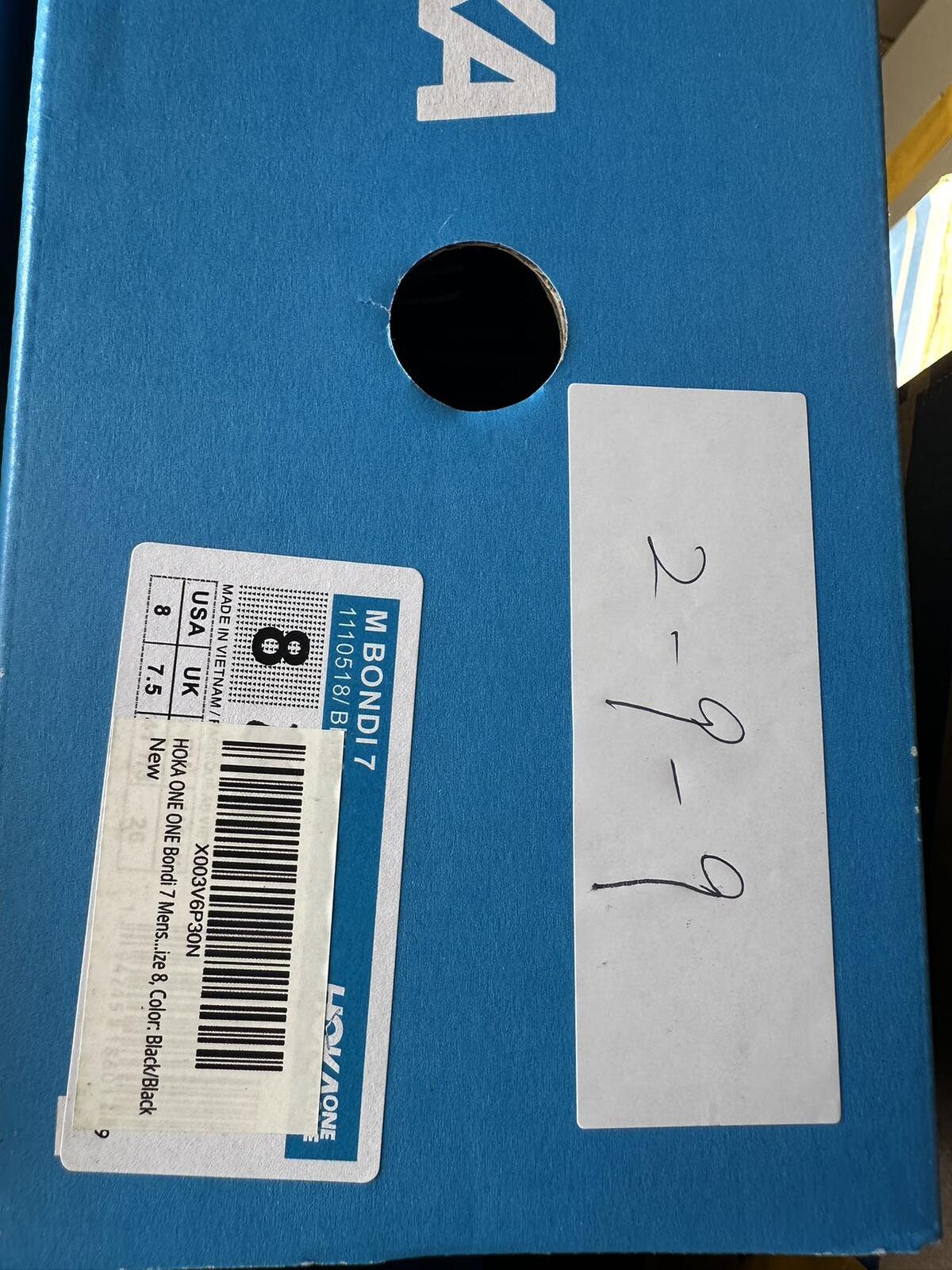 Size 8- Hoka Men Bondi 7 Black Black Running Shoes Sneakers