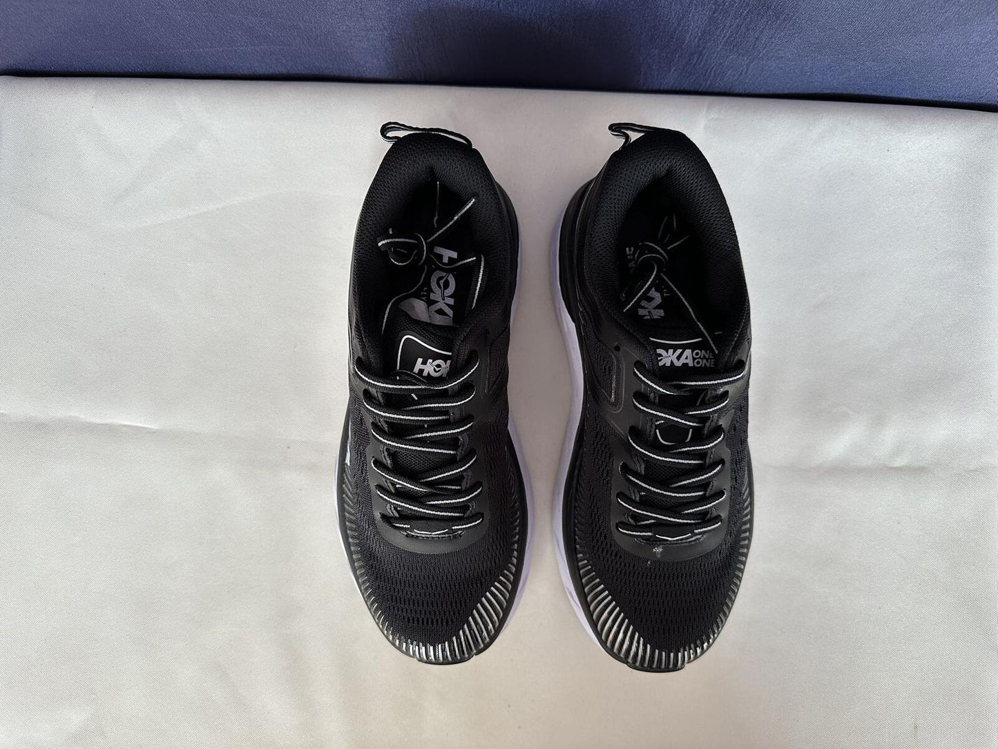Size 7.5 - Hoka Women Bondi 7 Black White Running Shoes Sneaker