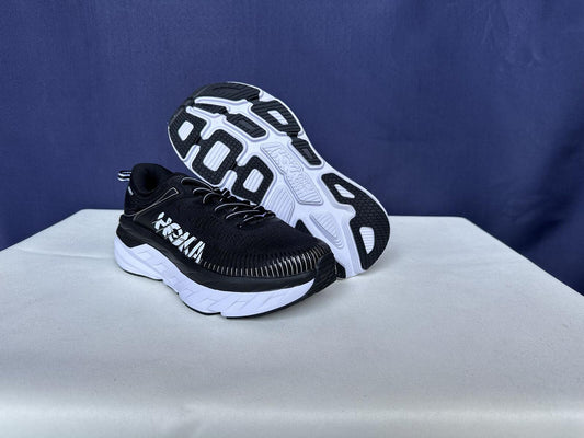 Size 7.5- Hoka Women Bondi 7 Black White Running Shoes Sneaker