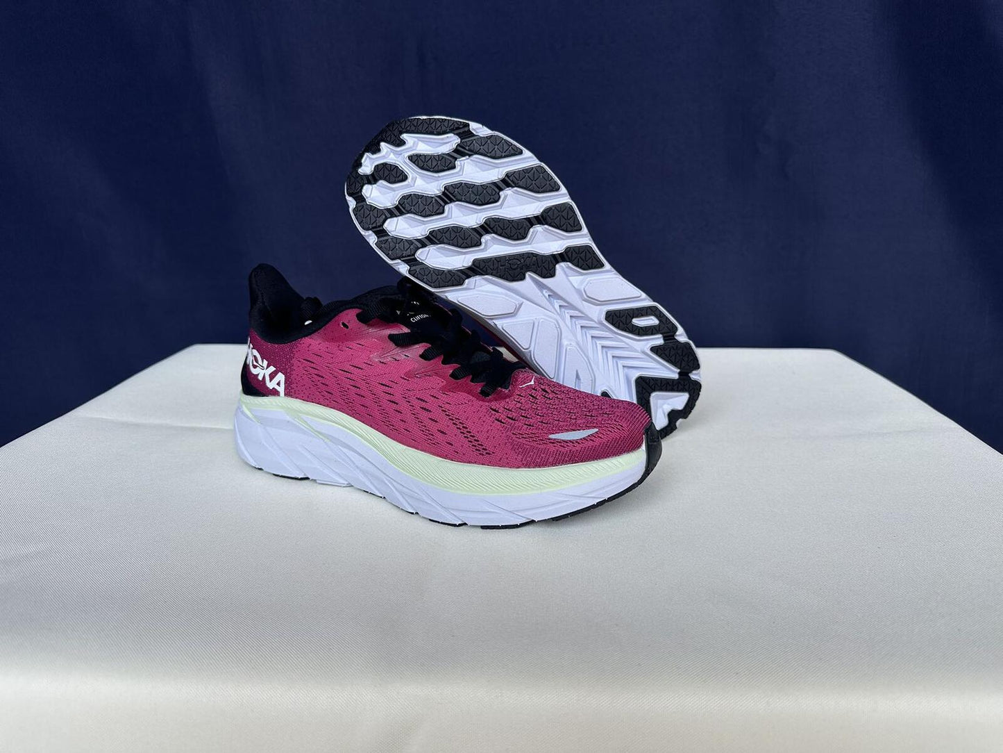 Size 6.5B- Hoka Women Bondi 8 Blue Graphite Ibis Rose Sneakers