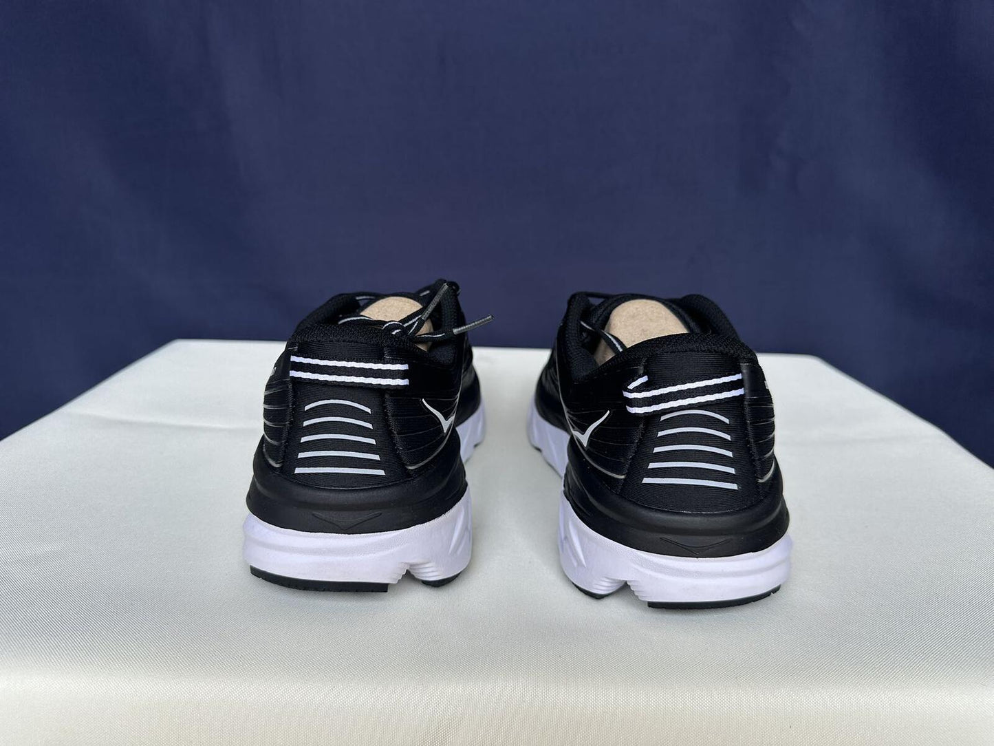 Size 9- Hoka Men Bondi 7 Black White Running Shoes Sneaker