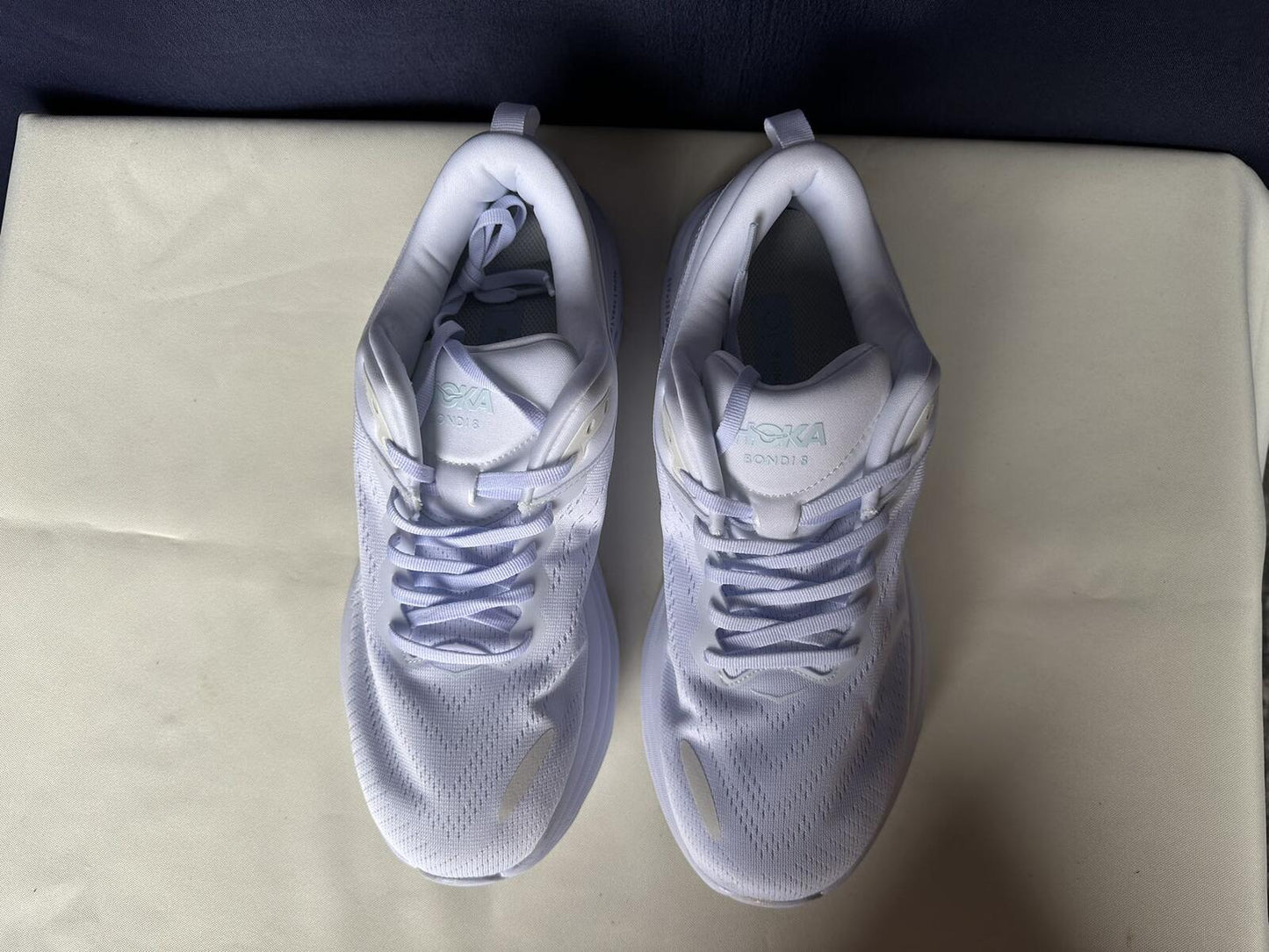 Size 11D - Hoka Men Bondi 8 White White Sneakers Shoes