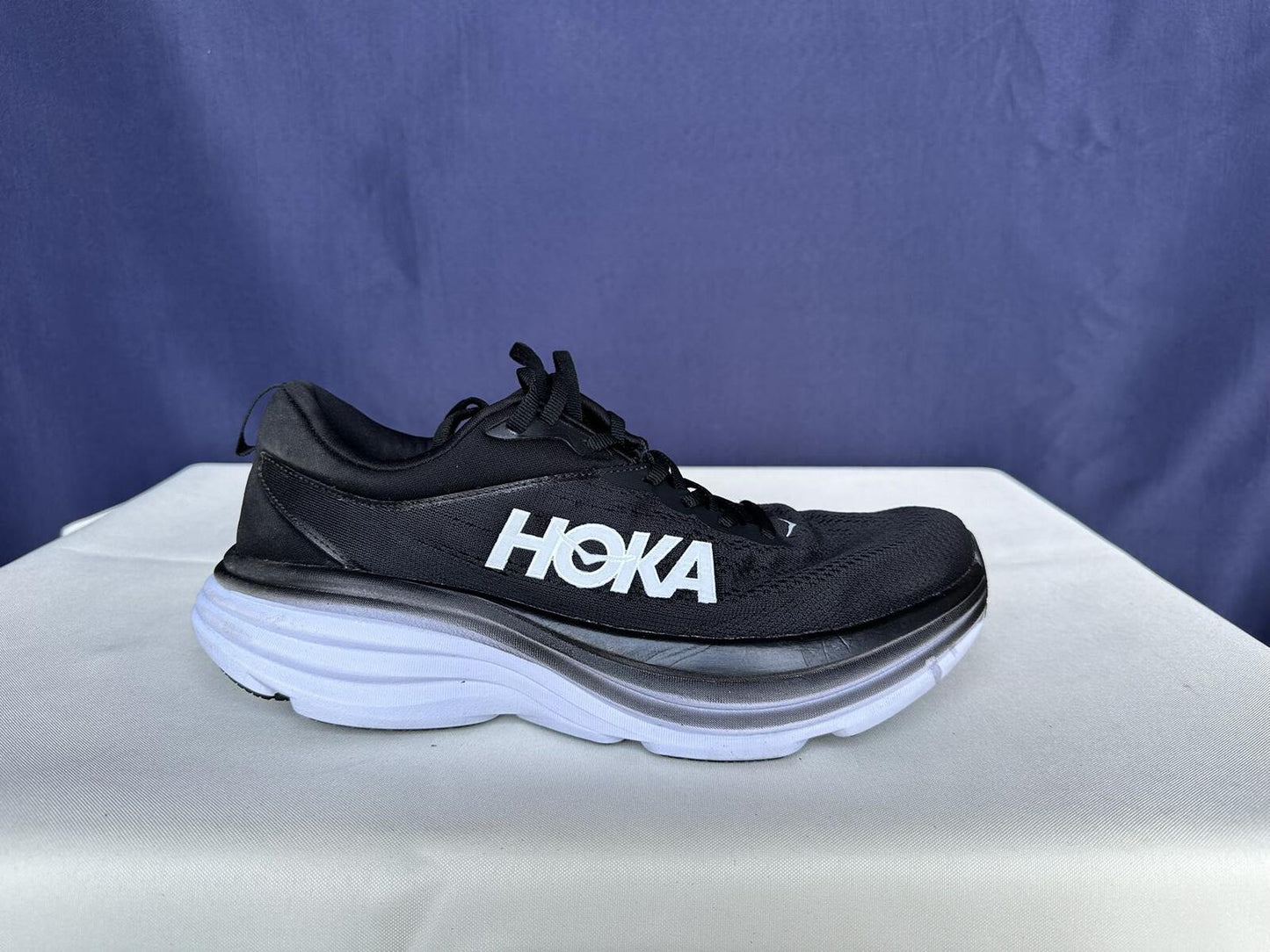 Size 10D - Hoka Men Bondi 8 Black White