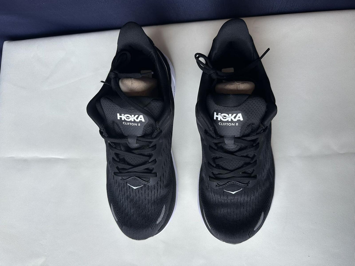 Size 10B- Hoka Women Clifton 8 Black White Run Sneakers Shoes