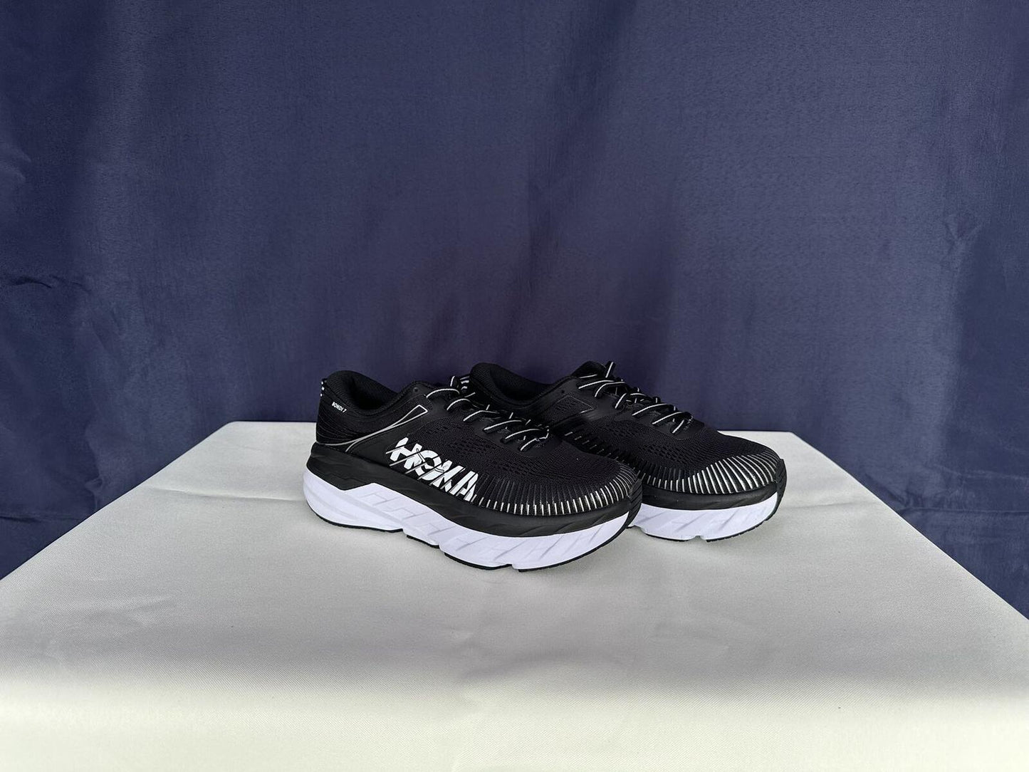 Size 7.5- Hoka Women Bondi 7 Black White Running Shoes Sneaker