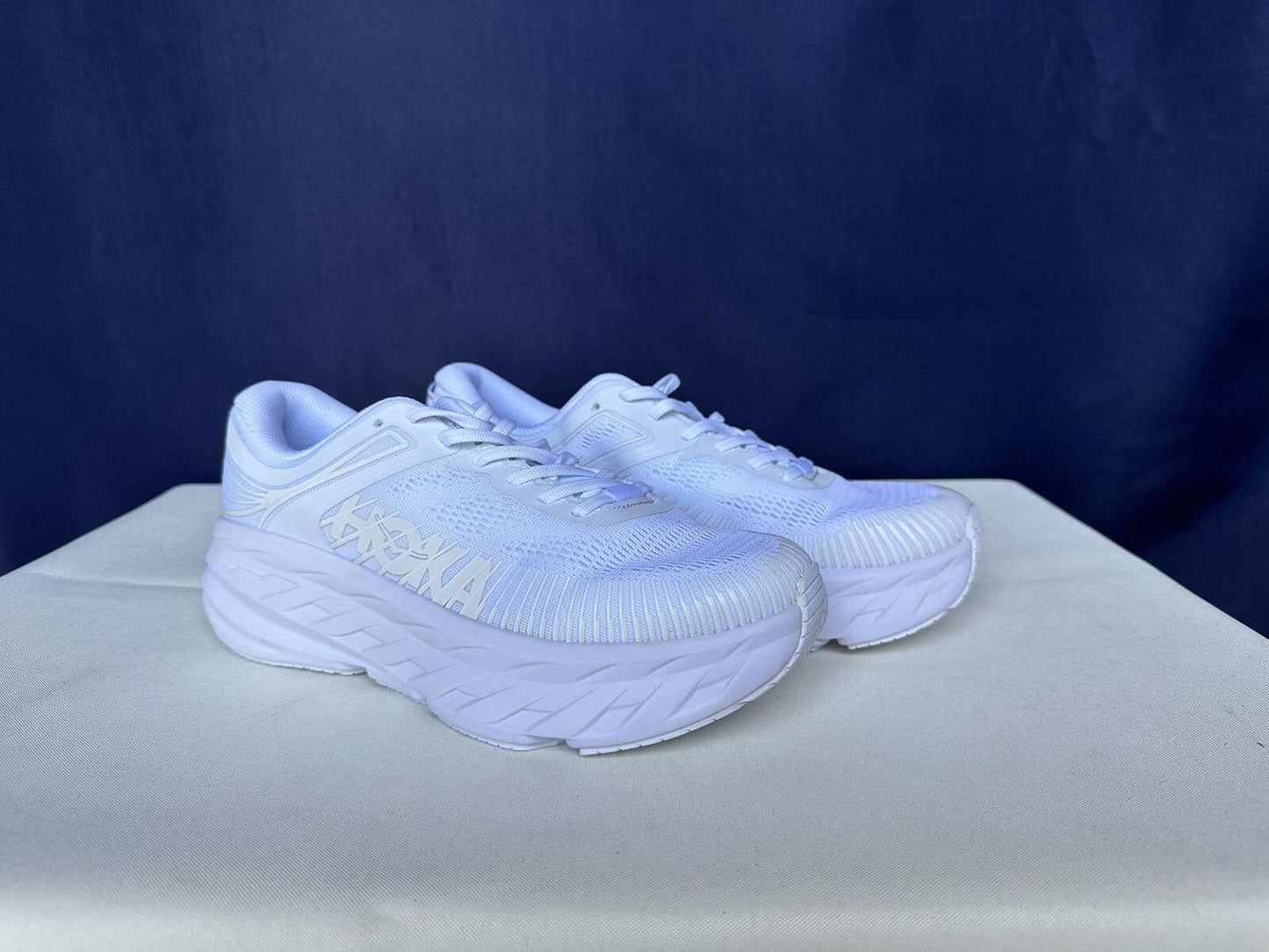 Size 9.5- Hoka Women Bondi 7 White White Trainer Sneakers Shoes