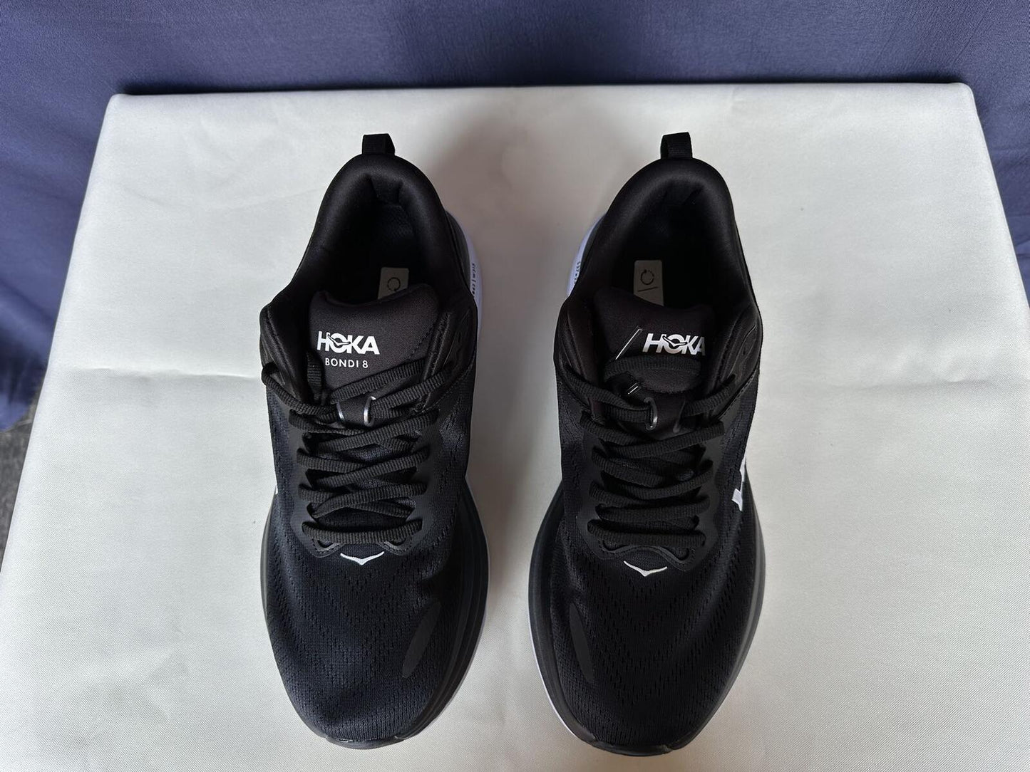 Size 11D- Hoka Men Bondi 8 Black/White Mens Sneakers Shoes