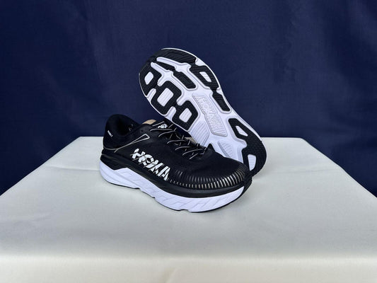 Size 9- Hoka Men Bondi 7 Black White Running Shoes Sneaker