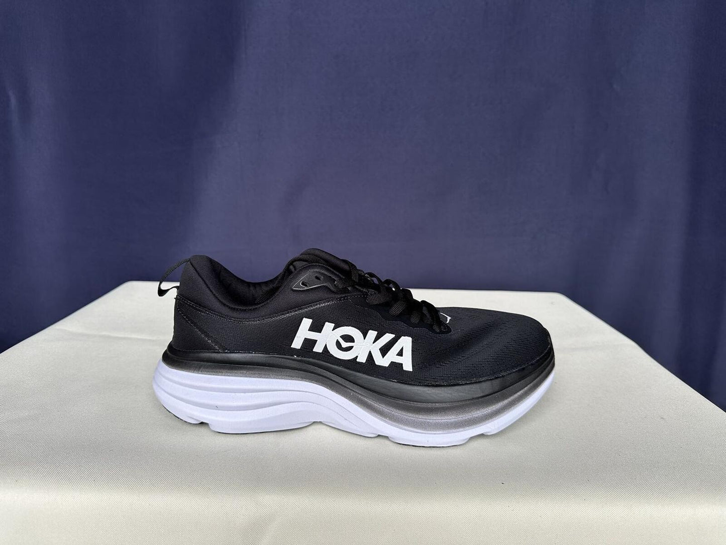 Size 9.5D- Hoka Women Bondi 8 Black/White Mens Sneakers Shoes