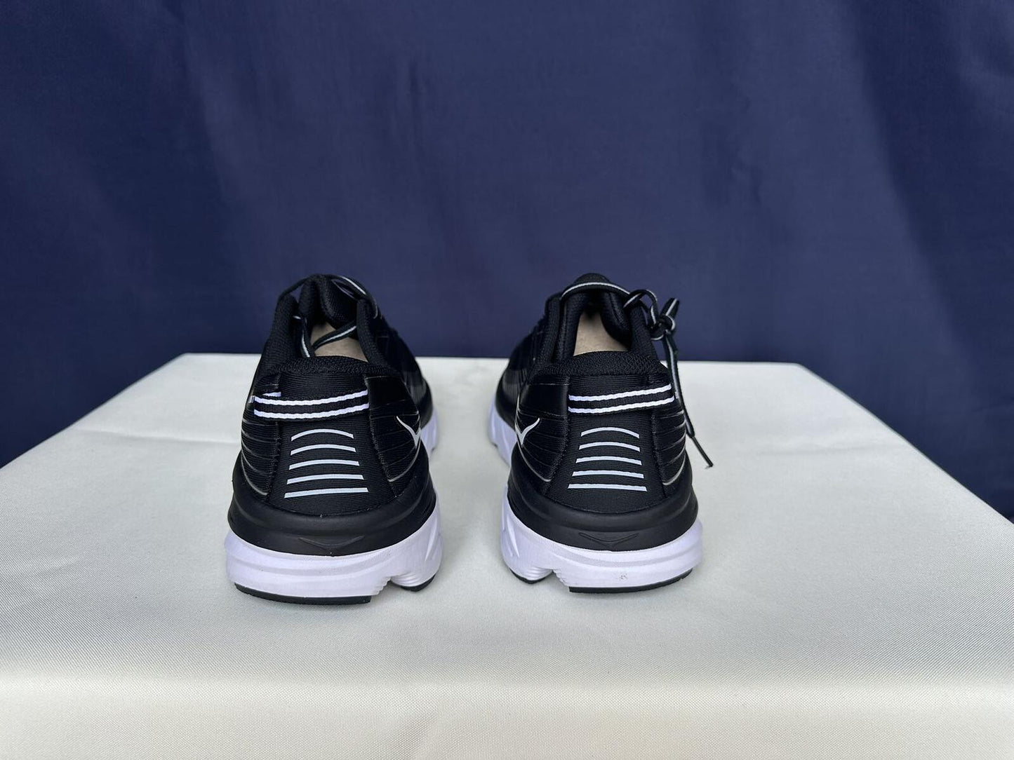 Size 11- Hoka Men Bondi 7 Black White Running Shoes Sneakers