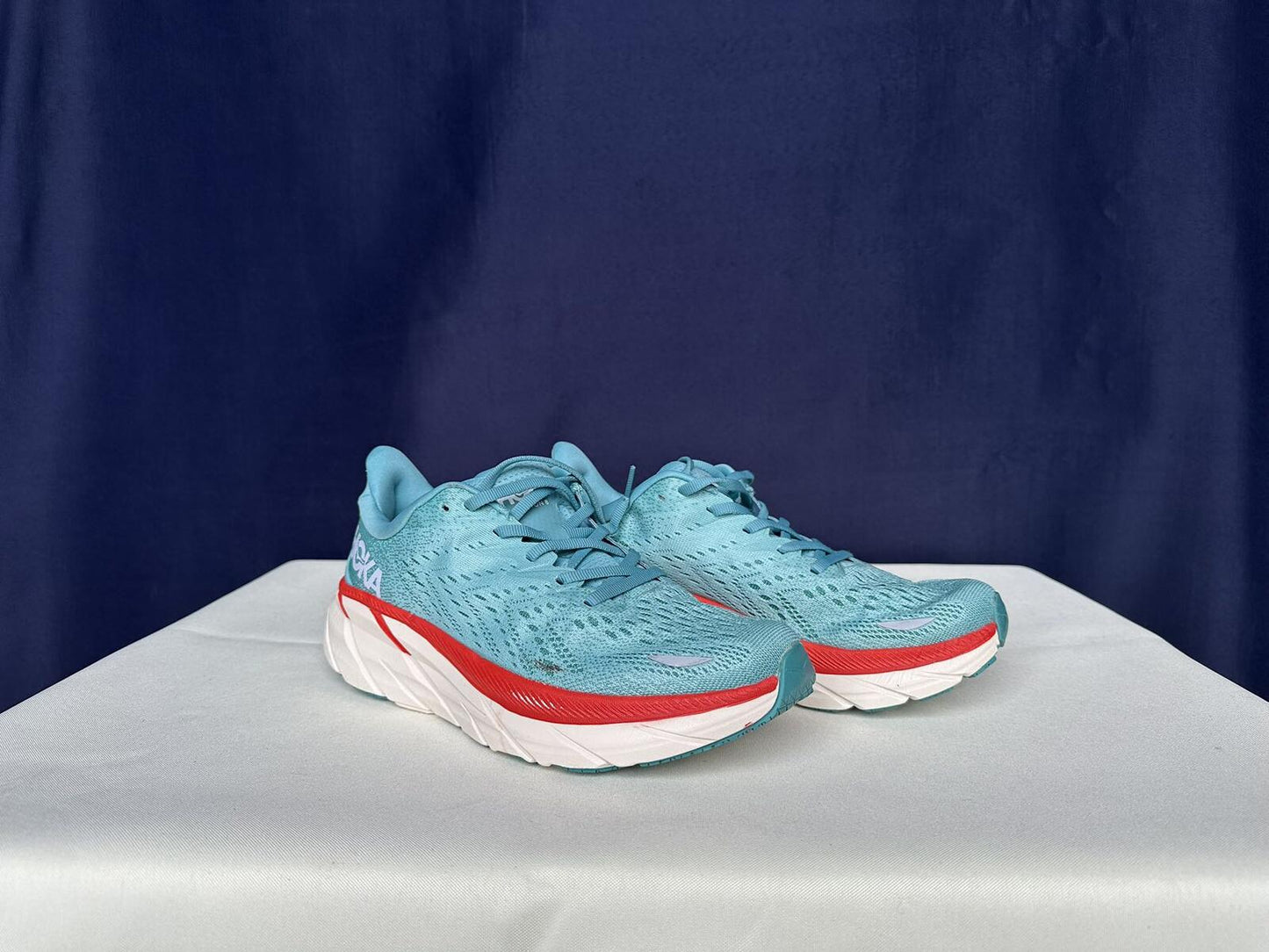 Size 9B - Hoka Women Clifton 8 Aquarelle/Eggshell Running Sneakers