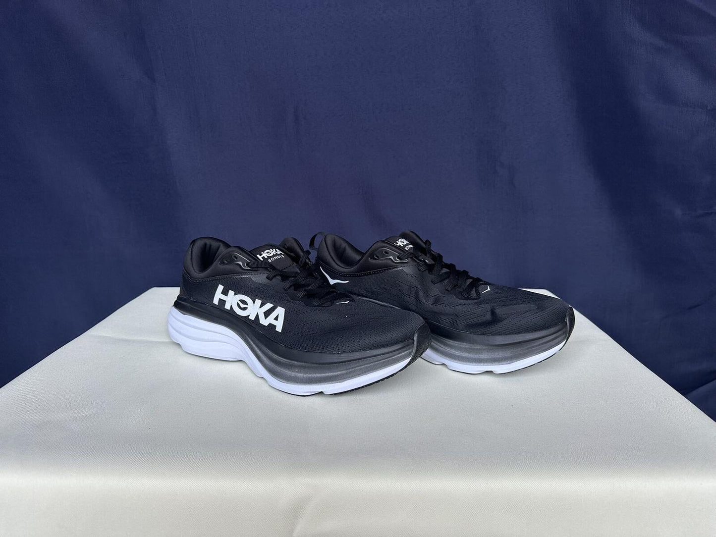Size 10.5D- Hoka Men Bondi 8 Black/White Mens Sneakers Shoes