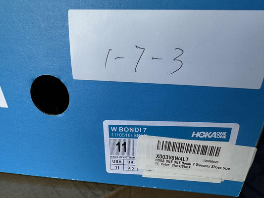 Size 11- Hoka Women Bondi 7 Black Black Running Shoes Sneakers