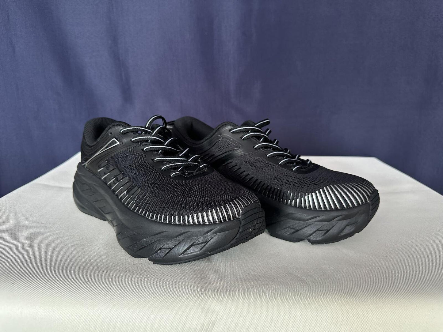 Size 8- Hoka Men Bondi 7 Black Black Running Shoes Sneakers