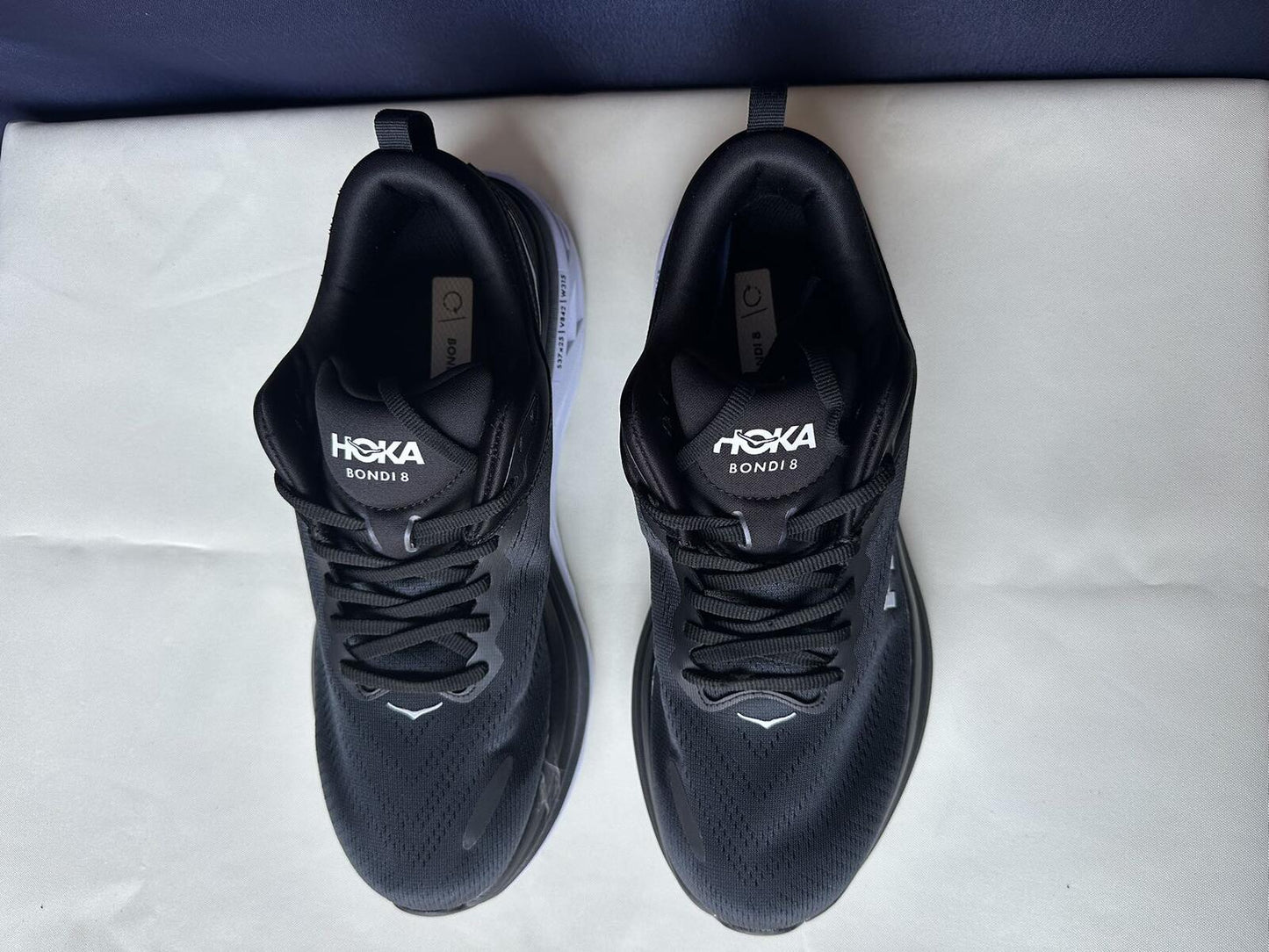 Size 10.5D- Hoka Men Bondi 8 Black/White Mens Sneakers Shoes
