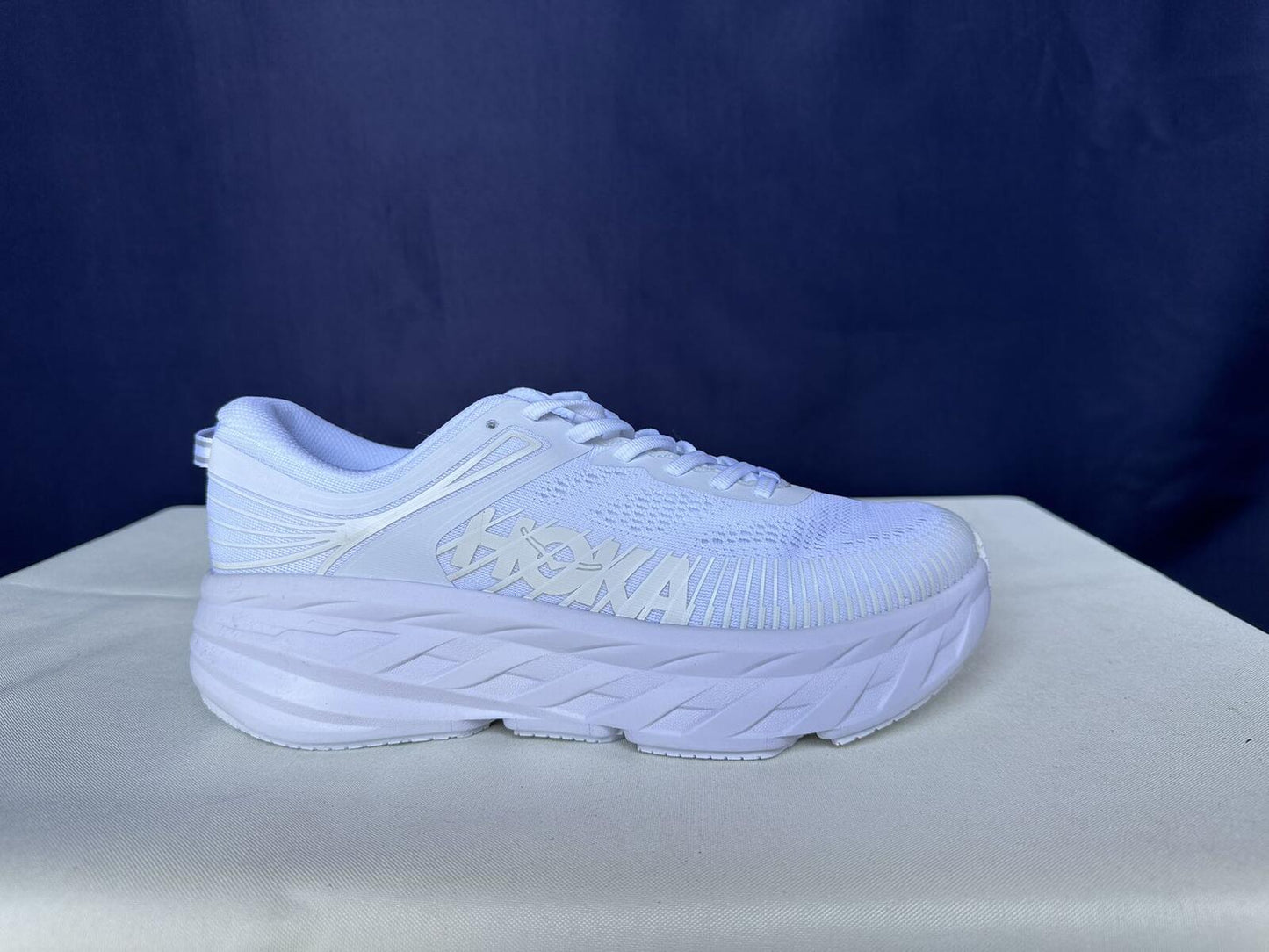 Size 9.5- Hoka Women Bondi 7 White White Trainer Sneakers Shoes