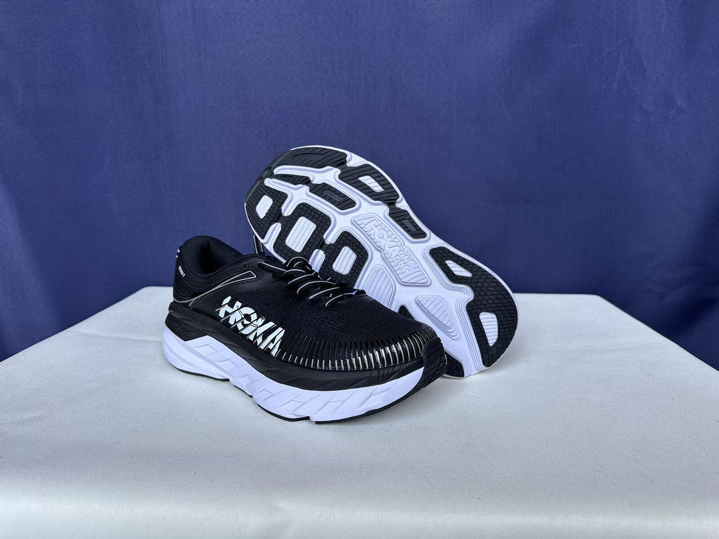 Size 7.5- Hoka Women Bondi 7 Black White Running Shoes Sneaker