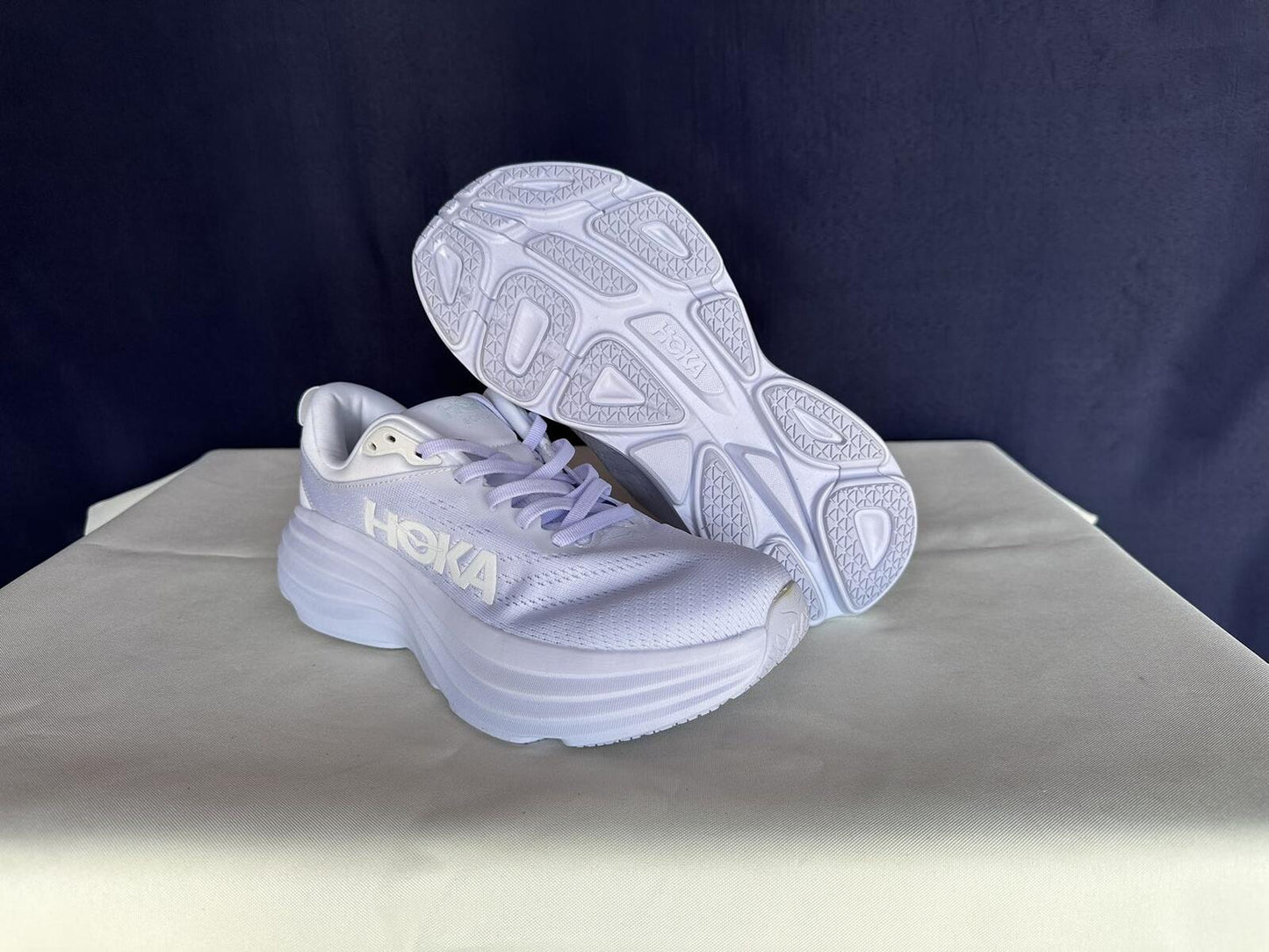 Size 8D - Hoka Men Bondi 8 White/White Mens Sneakers Shoes