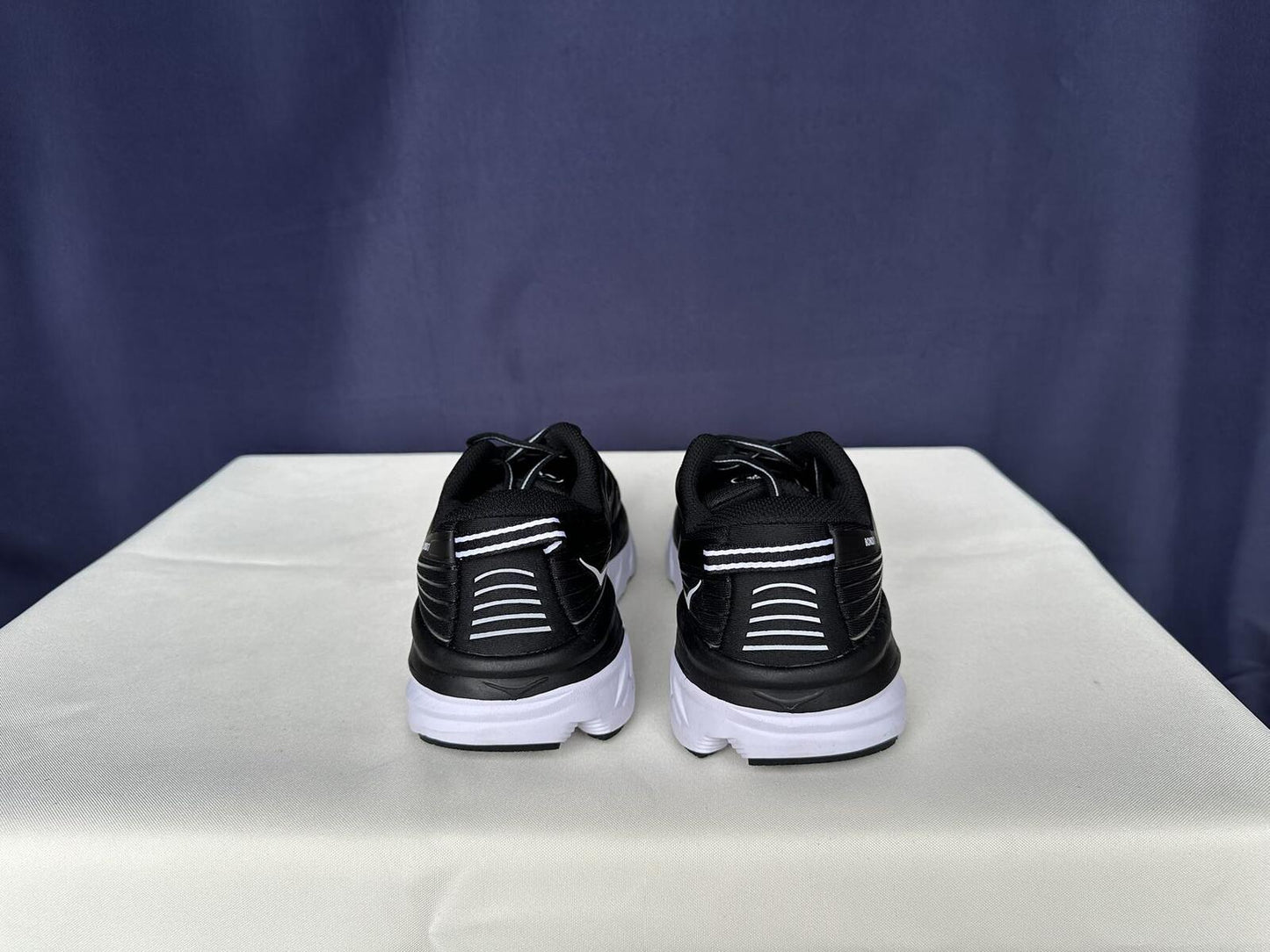 Size 9.5- Hoka Women Bondi 7 Black White Trainer Shoes Sneakers