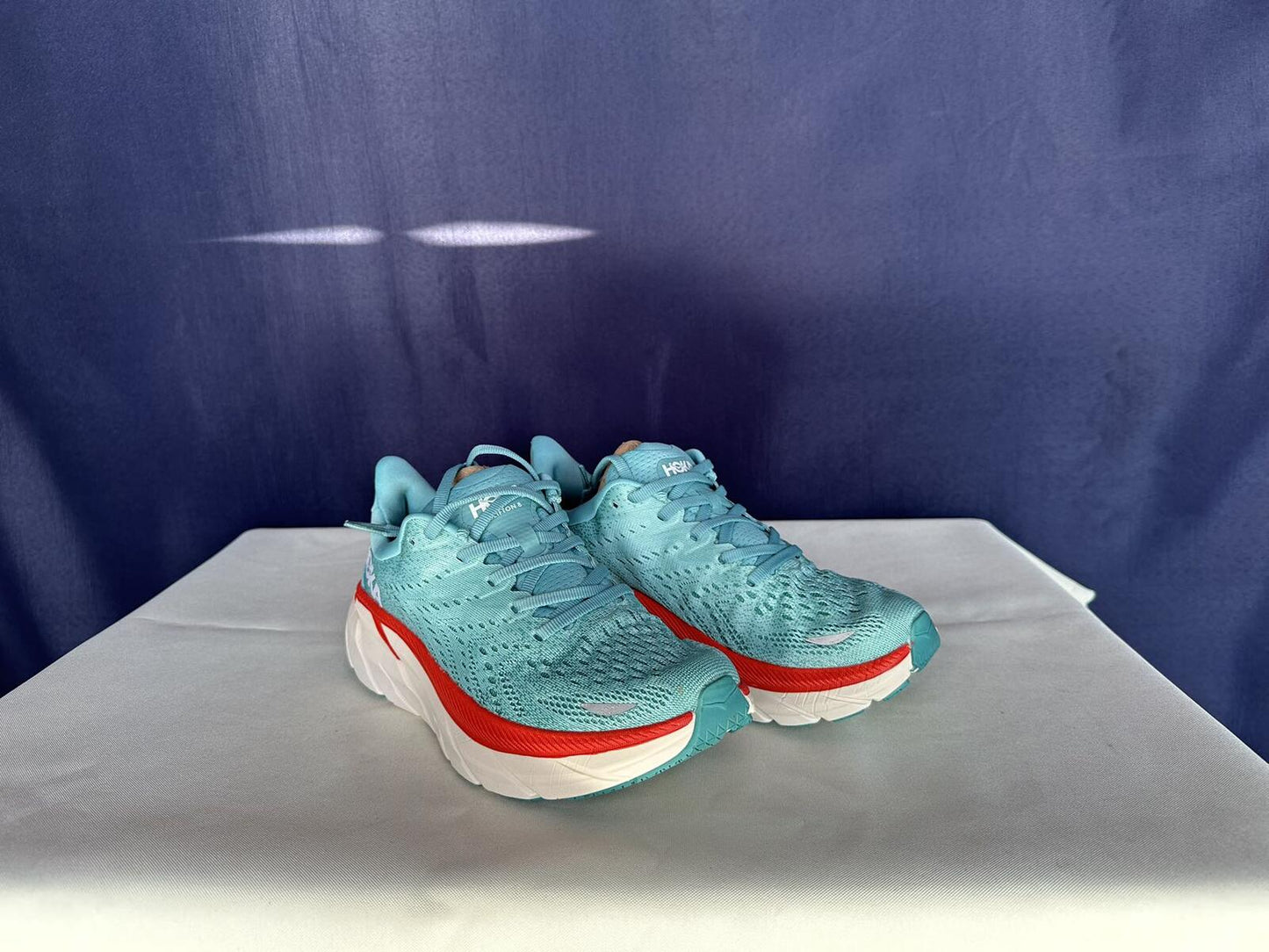 Size 7B - Hoka Women Clifton 8 Aquarelle/Eggshell Running Sneakers