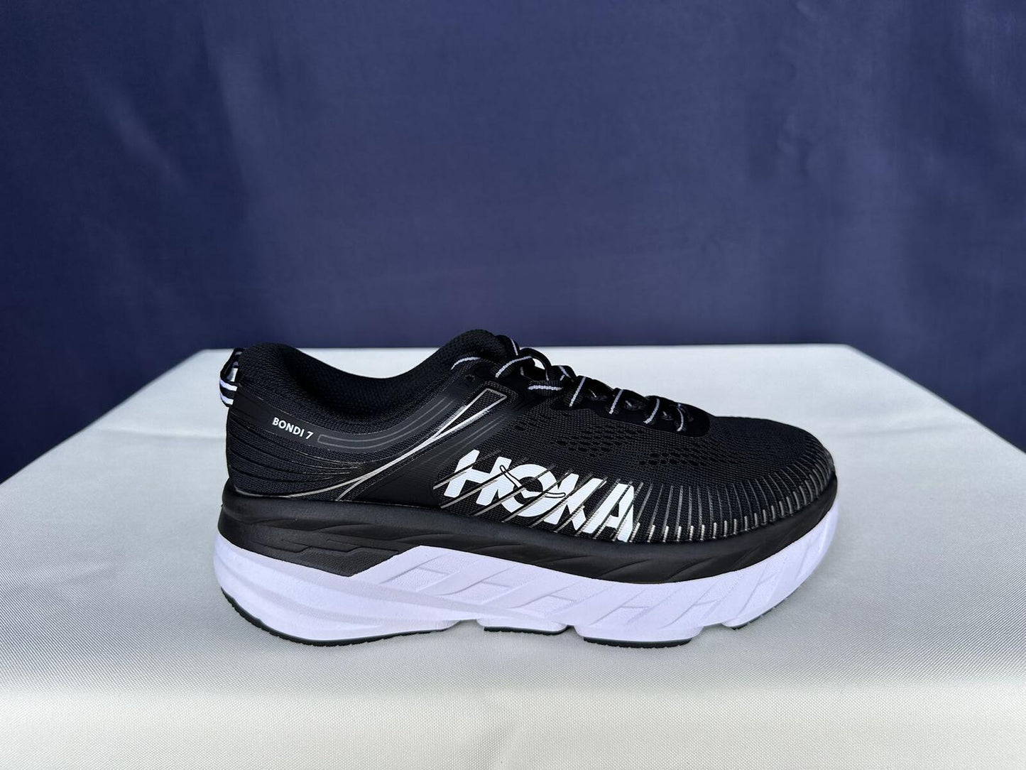 Size 7.5- Hoka Women Bondi 7 Black White Running Shoes Sneaker