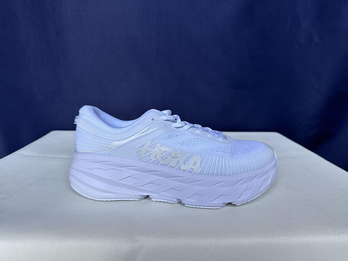 Size 9.5- Hoka Women Bondi 7 White White Trainer Sneakers Shoes