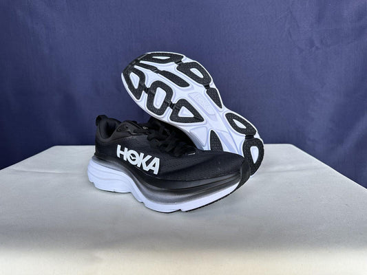Size 7.5B - Hoka Women Bondi 8 Black/White Sneakers Shoes