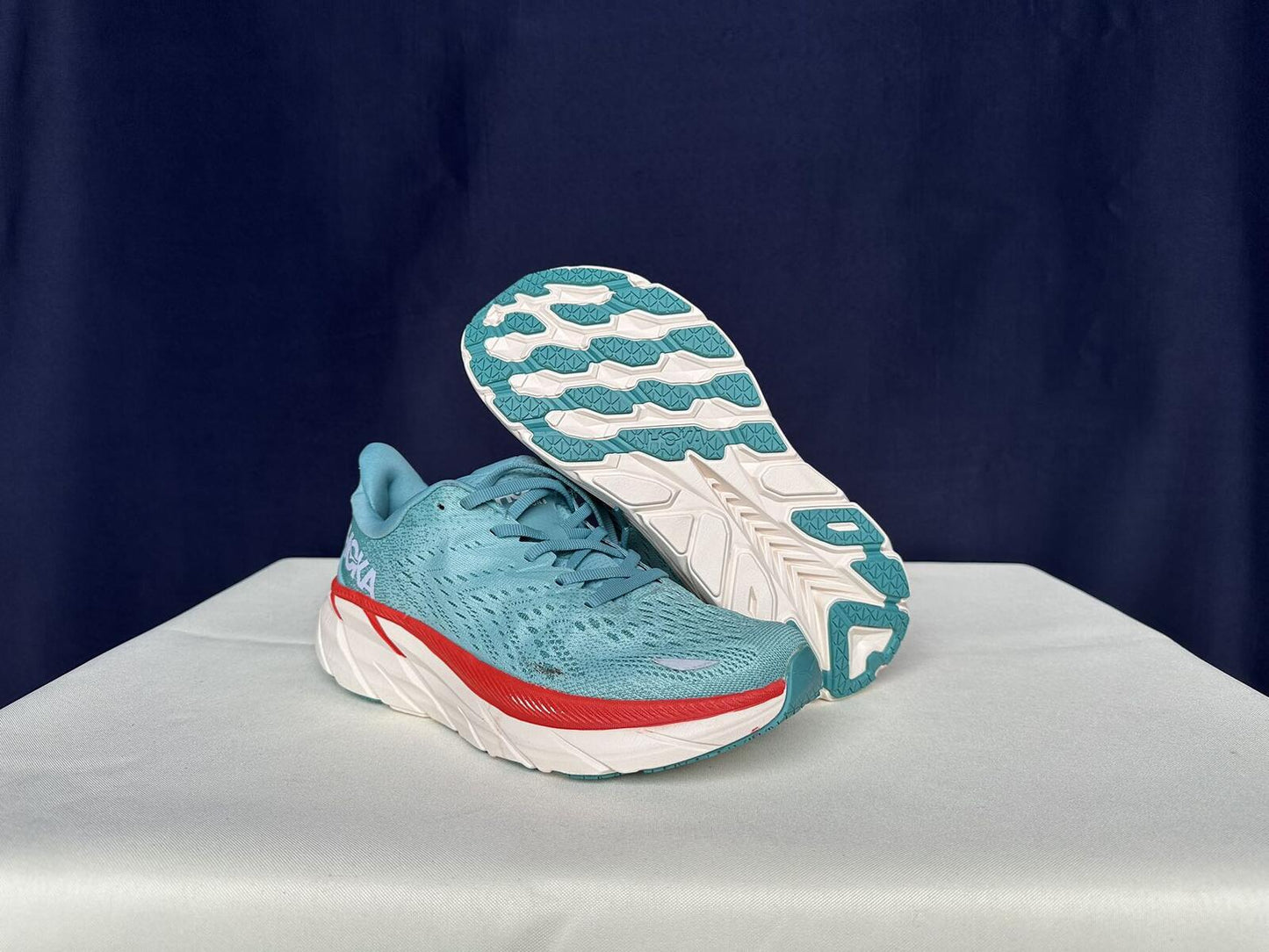 Size 9B - Hoka Women Clifton 8 Aquarelle/Eggshell Running Sneakers