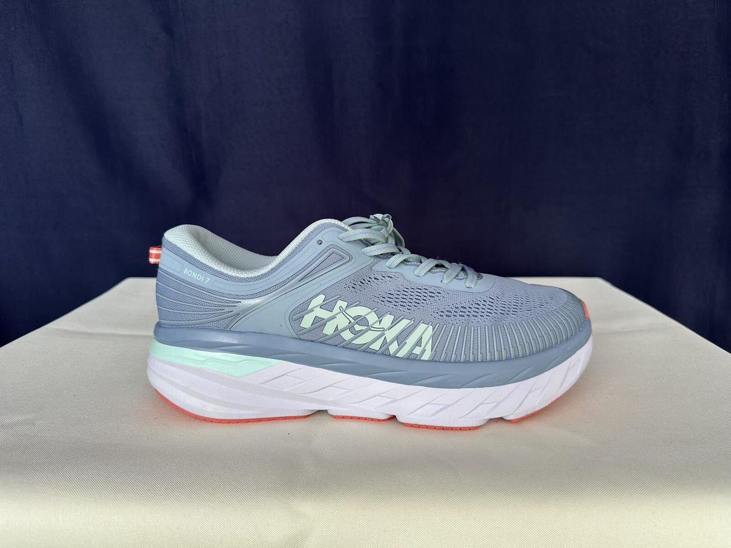 Size 11- Hoka Women Bondi 7 Blue Fog Blue Glass Sneakers