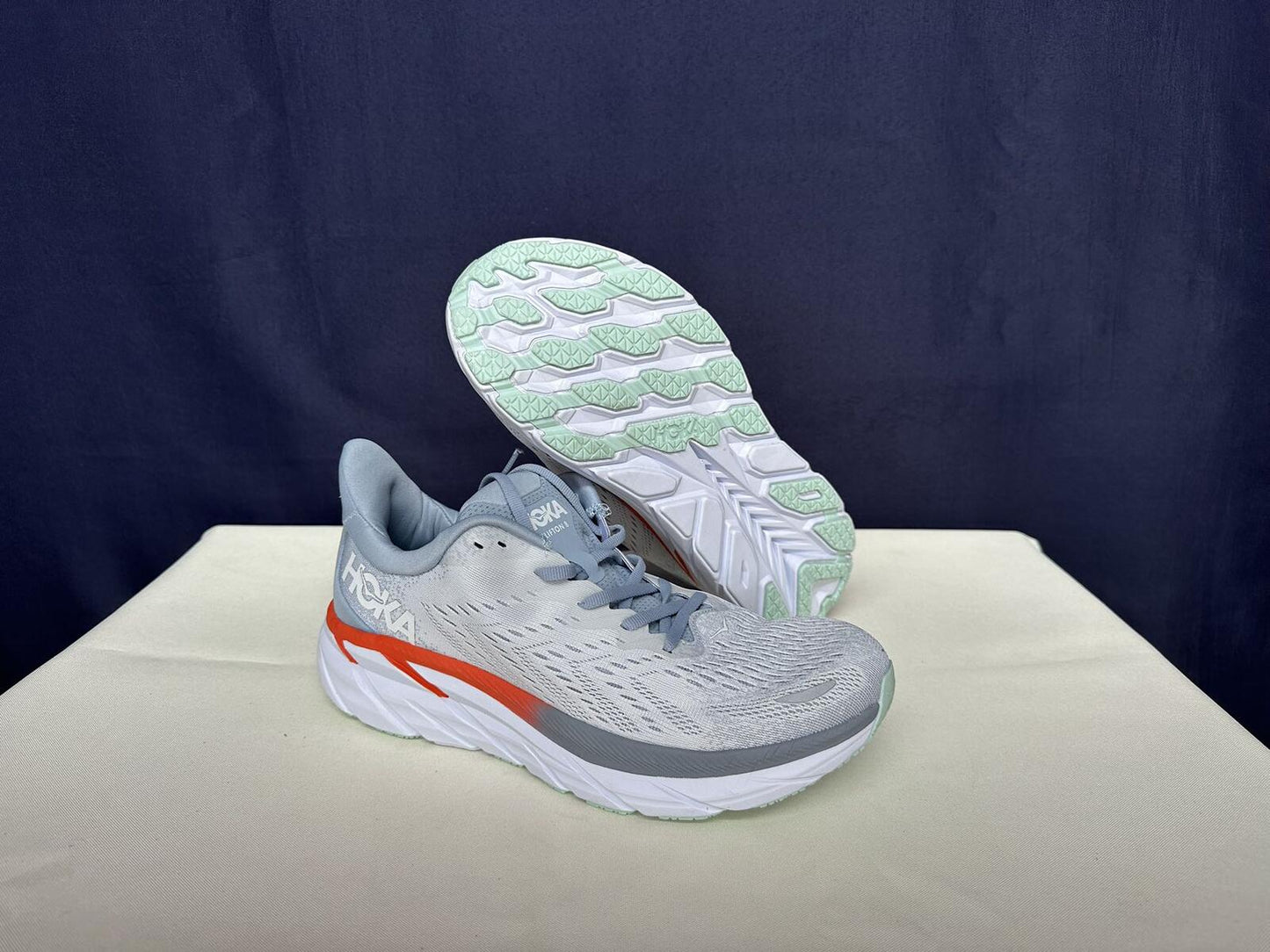 Size 10.5B- Hoka Women Clifton 8 Blue Fog/Plein Air Sneakers