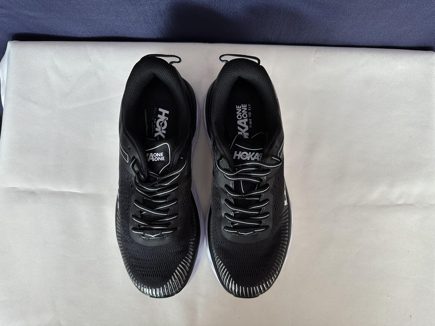 Size 8.5 - Hoka Women Bondi 7 Black White Running Shoes Sneaker
