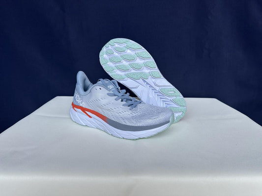 Size 9.5B- Hoka Women Clifton 8 Blue Fog/Plein Air Sneakers