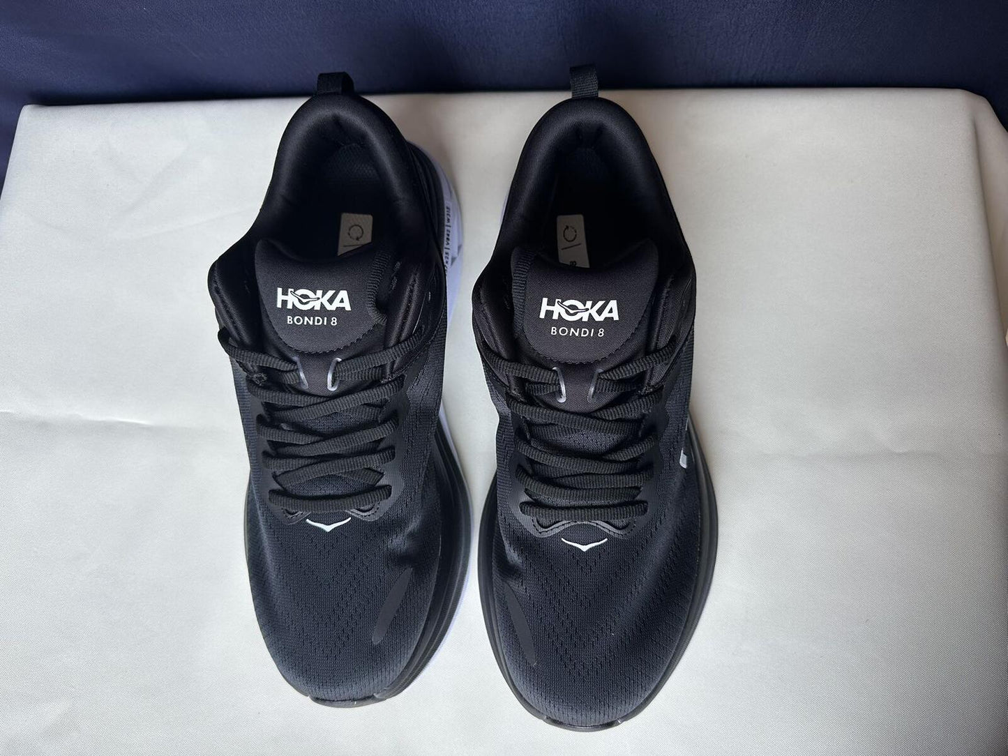 Size 10D- Hoka Men Bondi 8 Black/White Mens Sneakers Shoes
