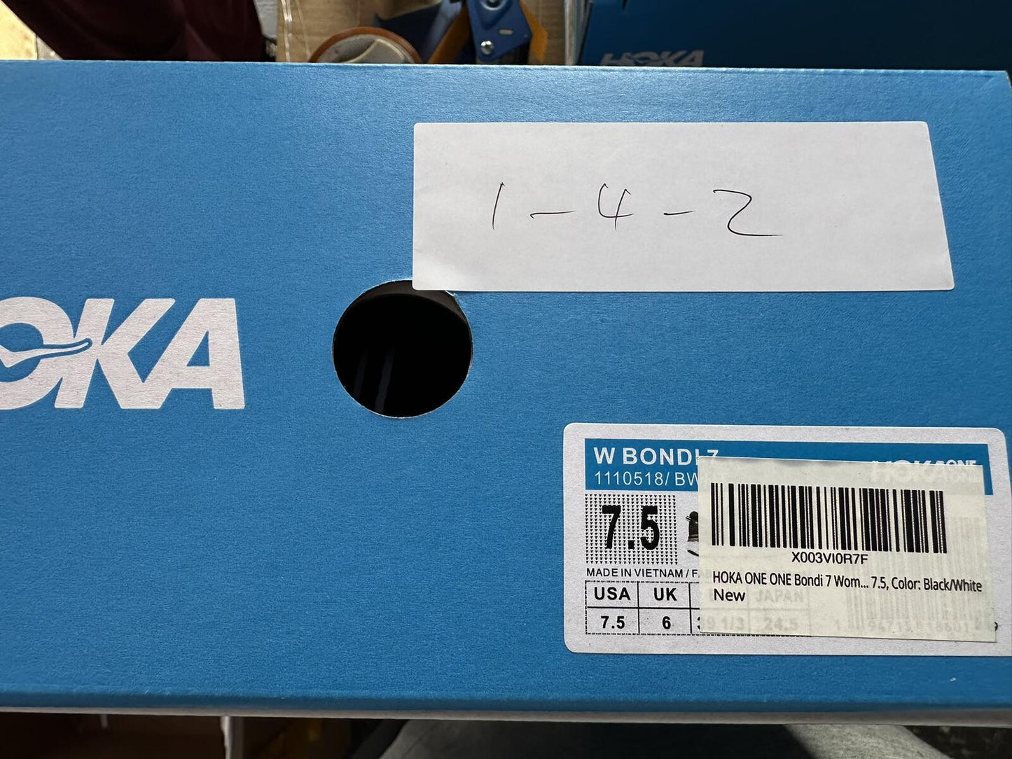 Size 7.5- Hoka Women Bondi 7 Black White Running Shoes Sneaker