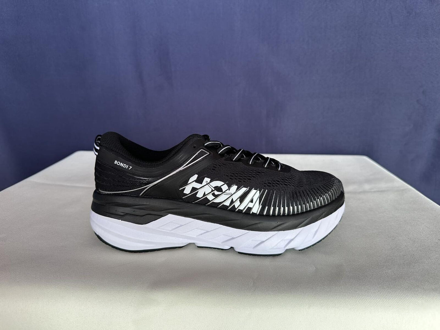Size 8 - Hoka Women Bondi 7 Black White Running Shoes Sneaker