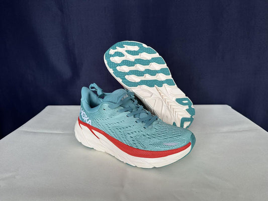 Size 6.5B- Hoka Women Clifton 8 Aquarelle/Eggshell Running Sneakers
