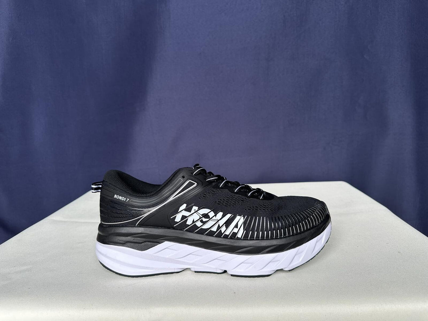 Size 10.5 - Hoka Women Bondi 7 Black White Running Shoes Sneaker