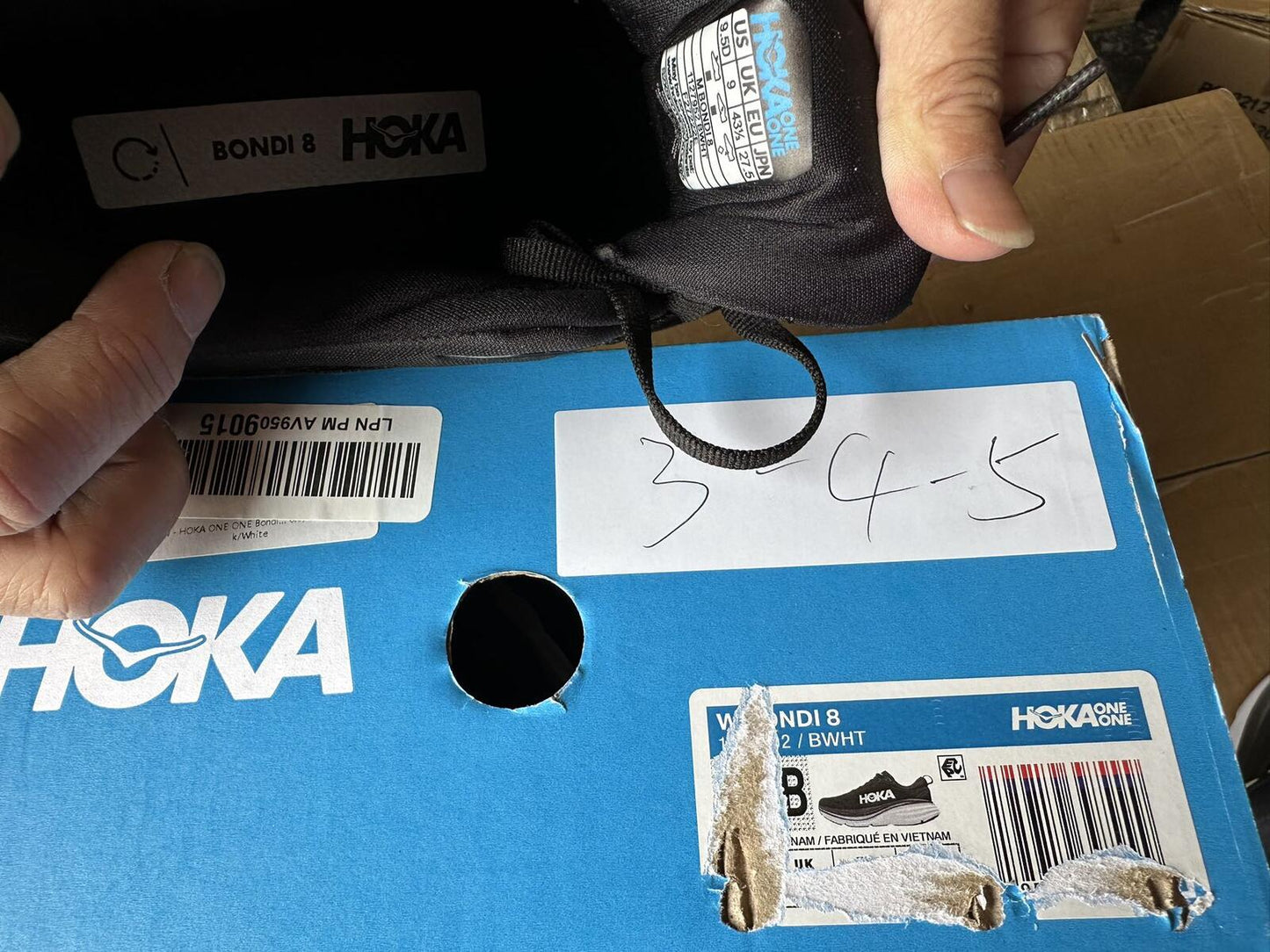 Size 9.5D- Hoka Women Bondi 8 Black/White Mens Sneakers Shoes