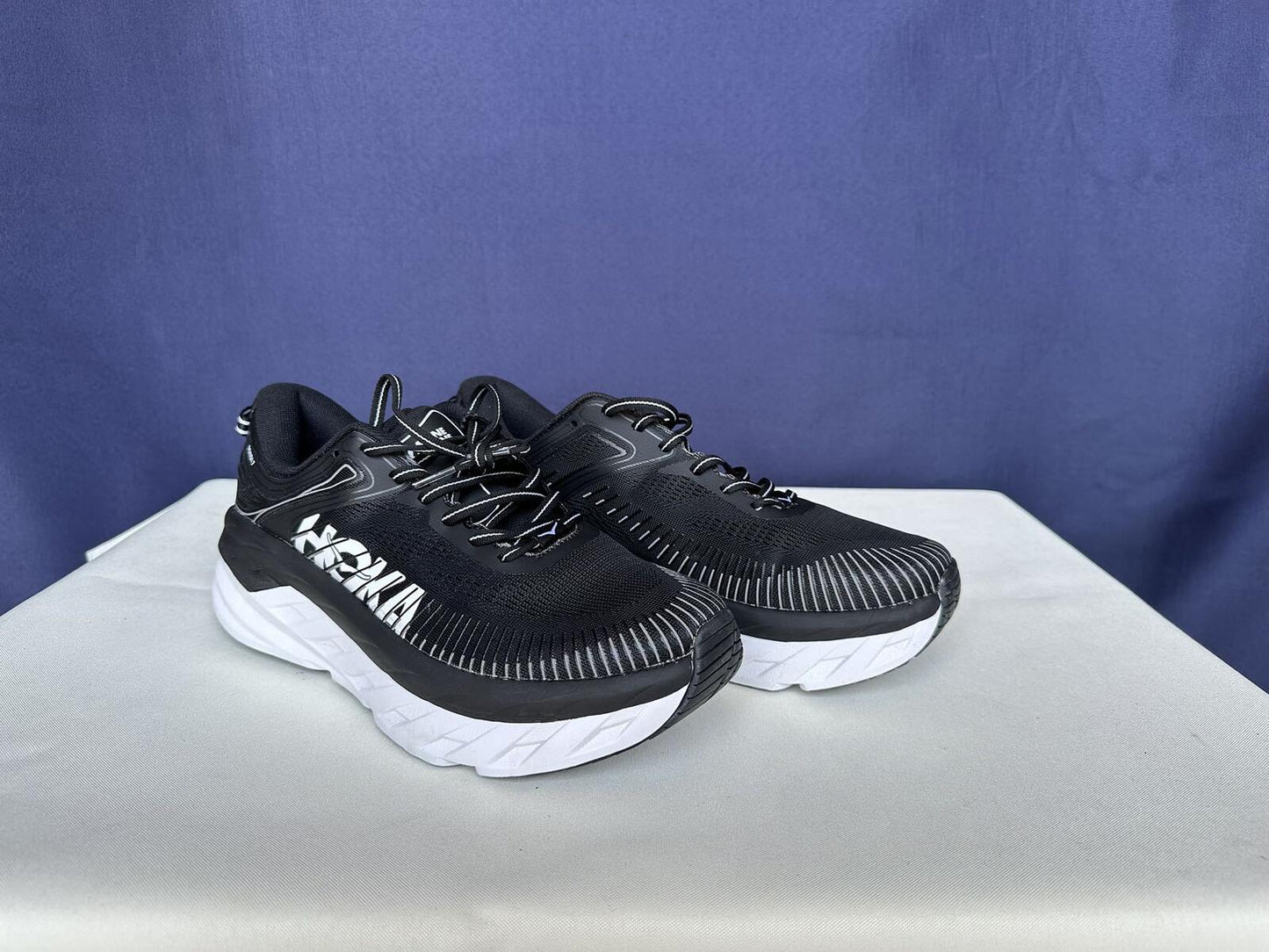 Size 9.5 - Hoka Men Bondi 7 Black White Running Shoes Sneaker
