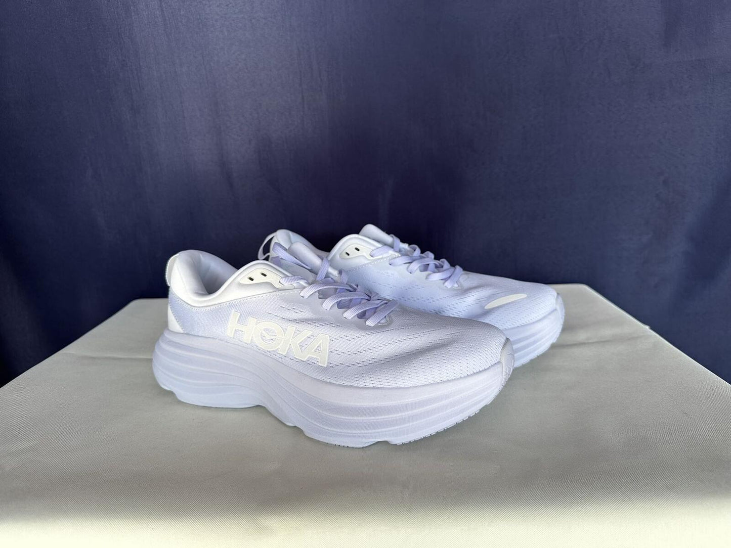 Size 10D - Hoka Men Bondi 8 White/White Mens Sneakers Shoes