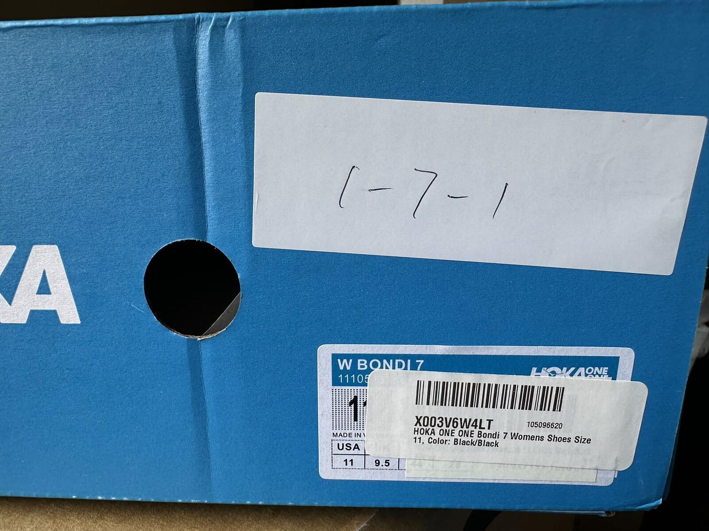 Size 11- Hoka Women Bondi 7 Black Black Running Shoes Sneakers