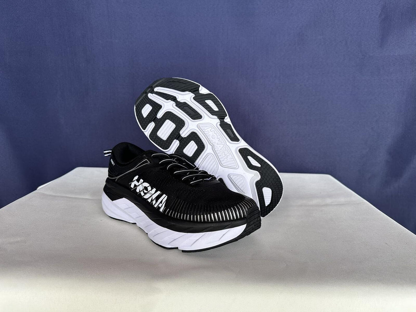 Size 8 - Hoka Women Bondi 7 Black White Running Shoes Sneaker