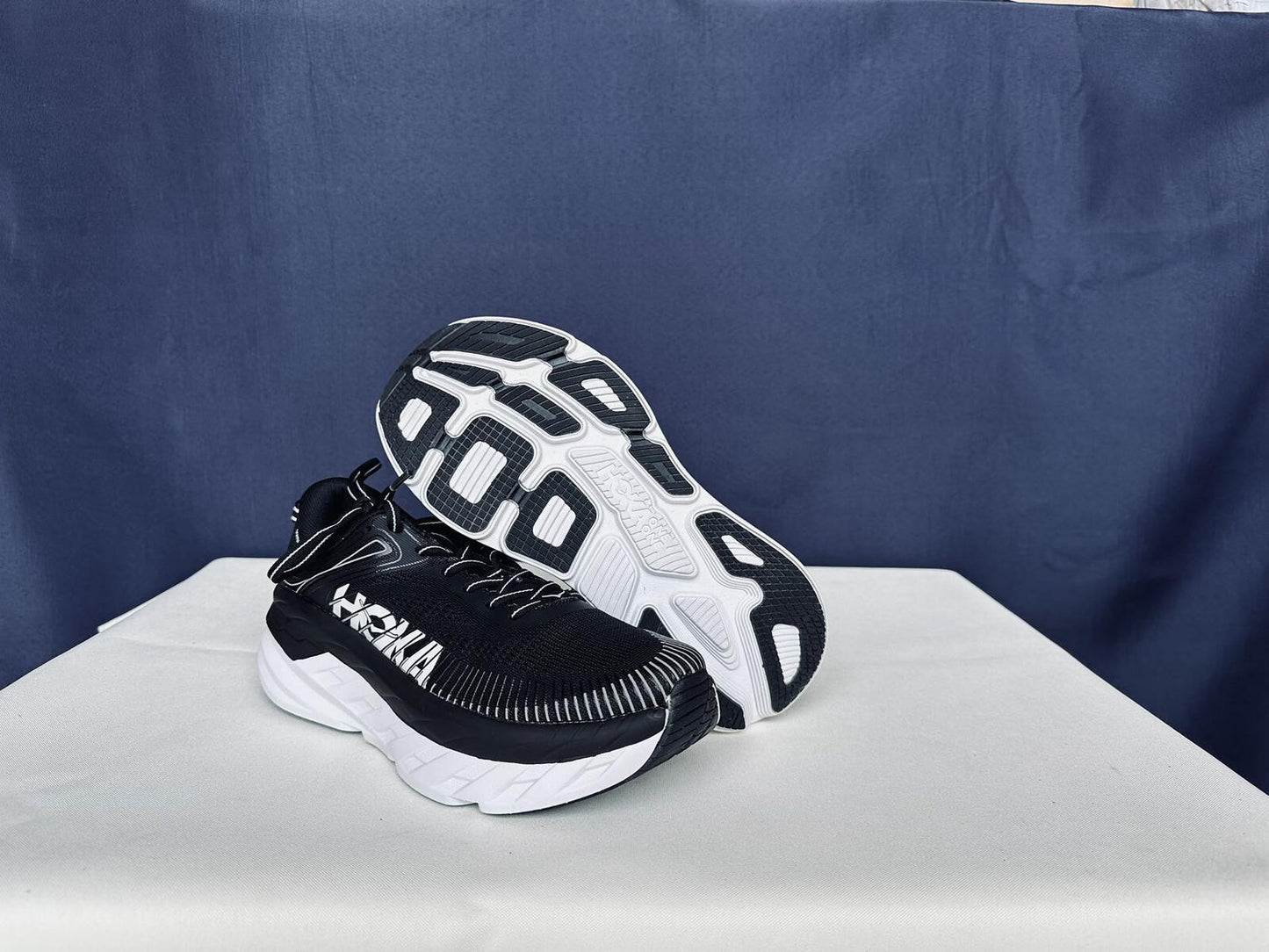 Size 8B - Hoka Women Bondi 7 Black White Running Shoes Sneakers