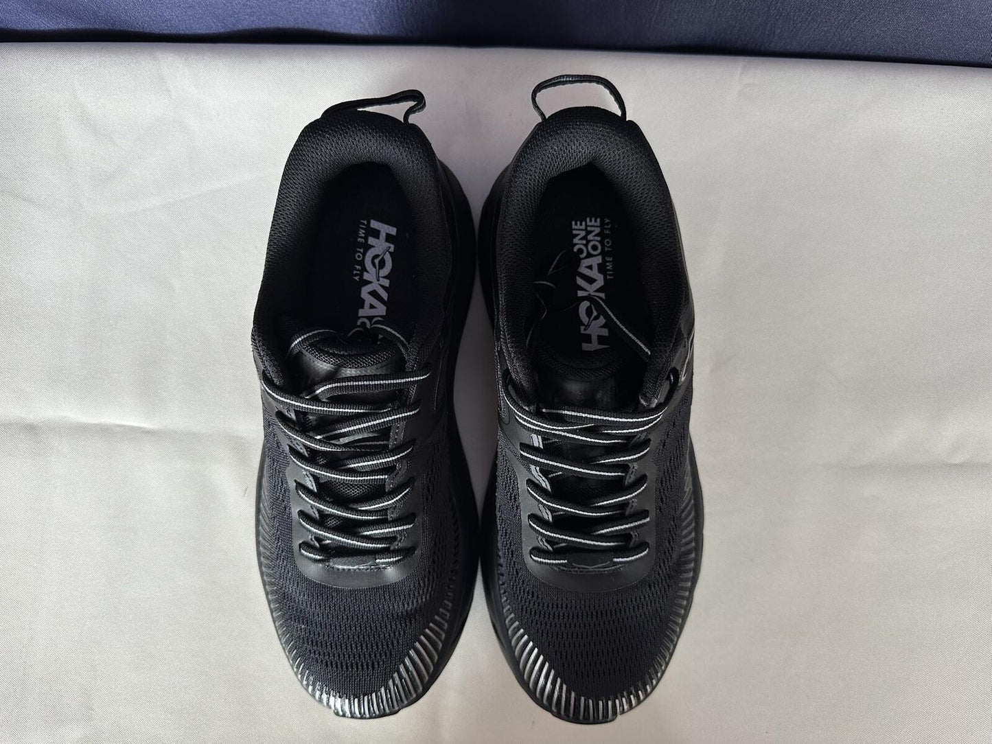 Size 8- Hoka Men Bondi 7 Black Black Running Shoes Sneakers