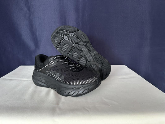 Size 8- Hoka Men Bondi 7 Black Black Running Shoes Sneakers