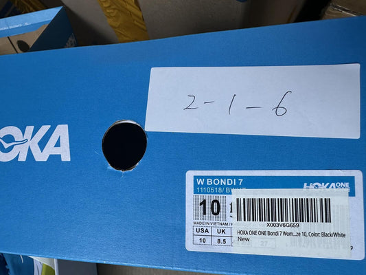 Size 10- Hoka Women Bondi 7 Black White Running Shoes Sneaker